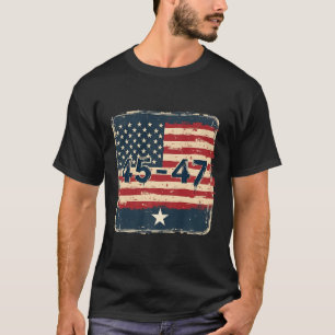 45 47 Trump Vintage Flagge der USA T-Shirt