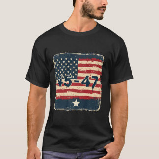 45 47 Trump Vintage Flagge der USA T-Shirt