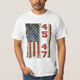 45 47 Trump Vintage USA-Flagge 2025 Präsident 47. T-Shirt