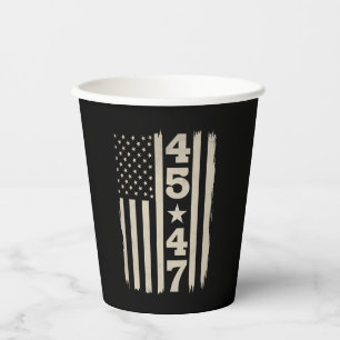 45 47 Trump Vintage USA-Flagge 47. Präsident Pappbecher