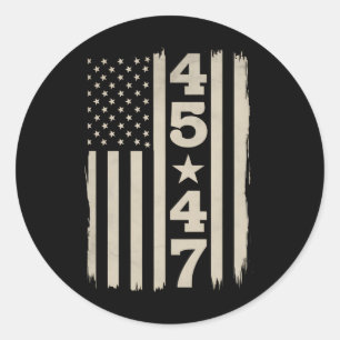 45 47 Trump Vintage USA-Flagge 47. Präsident Runder Aufkleber