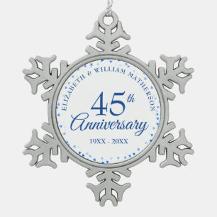 45. 65. Hochzeitsjubiläum Love Hearts Konfetti Schneeflocken Zinn-Ornament