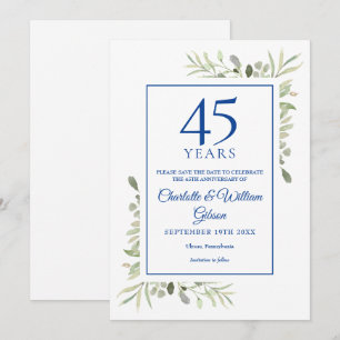 45. 65. Jubiläum Save-the-Date Grünelemente Einladung