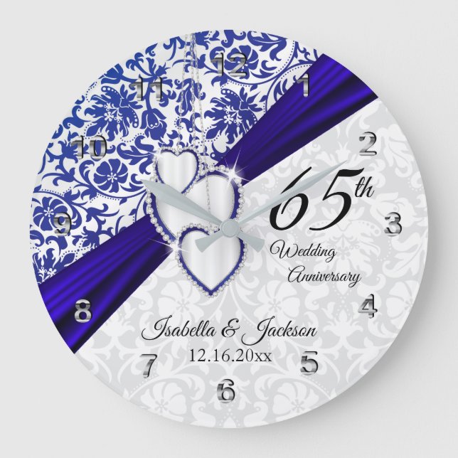 45./65. Saphir-Hochzeitstag Große Wanduhr (Vorderseite)
