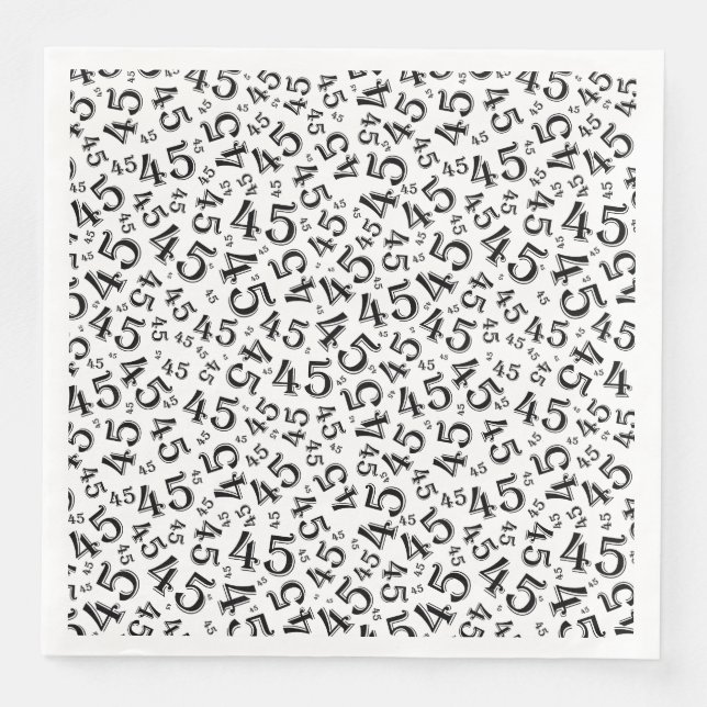 45. Age Random Number Pattern Schwarz/Weiß Serviette (Vorderseite)