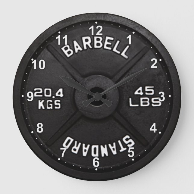 45 Barbell Clock Große Wanduhr (Vorderseite)