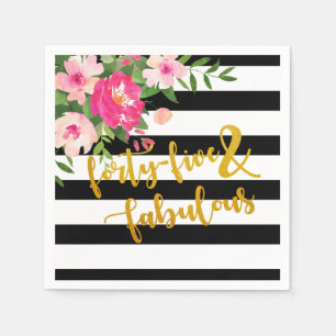 45 & Fabulous Napkin - Schwarz/Weiß Streifen Serviette