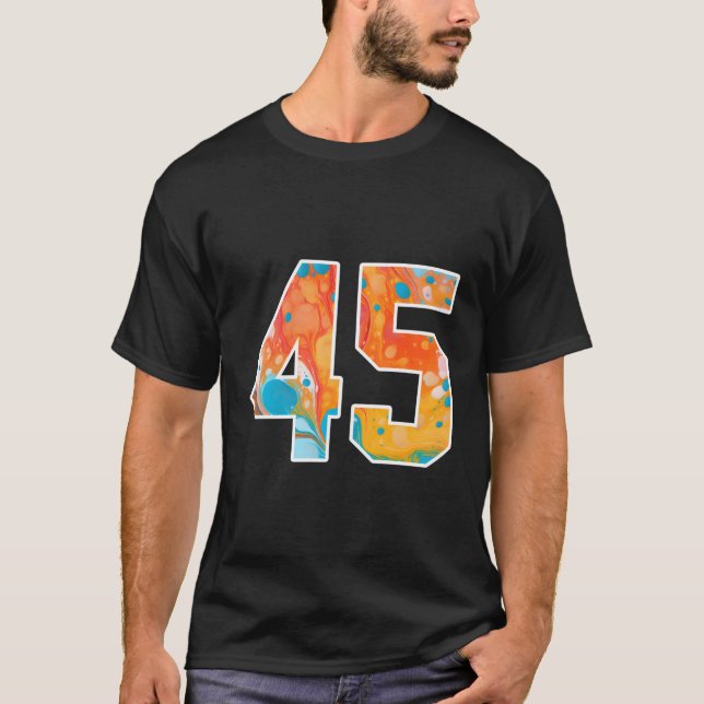 45 farbenfrohe Mannschaftsnummern vorne und hinten T-Shirt (Vorderseite)