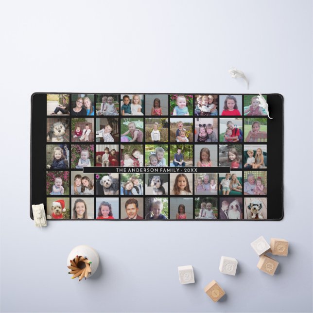 45 FotoCollage - 5 Zeilen 9 Spalten - schwarz Schreibtischunterlage (Kindertisch)