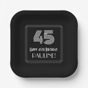 45. Geburtstag — Art Deco Inspiriert Look "45" + N Pappteller