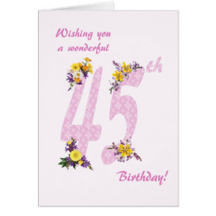 45. Geburtstag Blume Dekorierte Zahlen