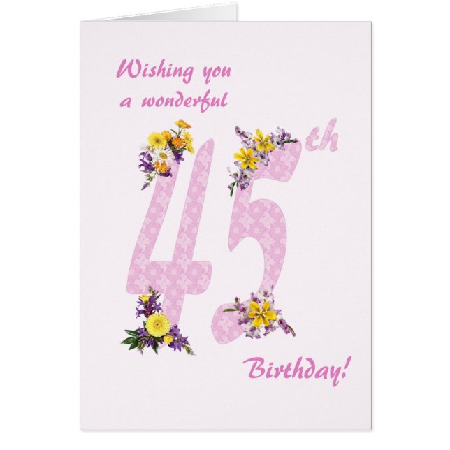 45. Geburtstag Blume Dekorierte Zahlen (Vorne)