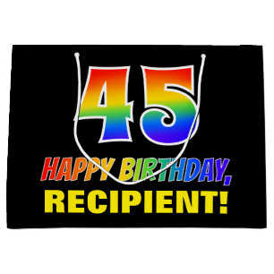 45. Geburtstag: Bold, Fun, Simple, Rainbow 45 Große Geschenktüte