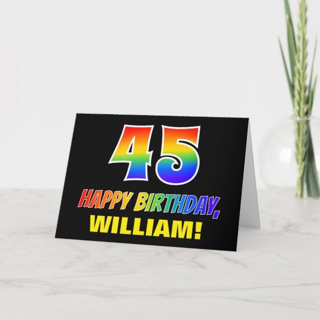45. Geburtstag: Bold, Fun, Simple, Rainbow 45 Karte (Vorderseite)