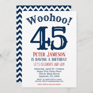 45. Geburtstag Einladung Mens Navy Blue