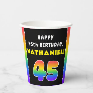 45. Geburtstag: Farbiger Regenbogen # 45, Individu Pappbecher
