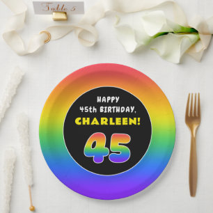 45. Geburtstag: Farbiger Regenbogen # 45, Individu Pappteller