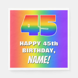 45. Geburtstag: Farbiges, lustiges Regenbogenmuste Serviette
