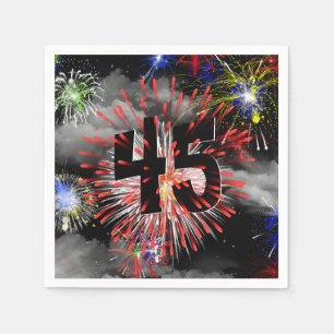 45. Geburtstag Feuerwerk in Wolken Napkins Serviette