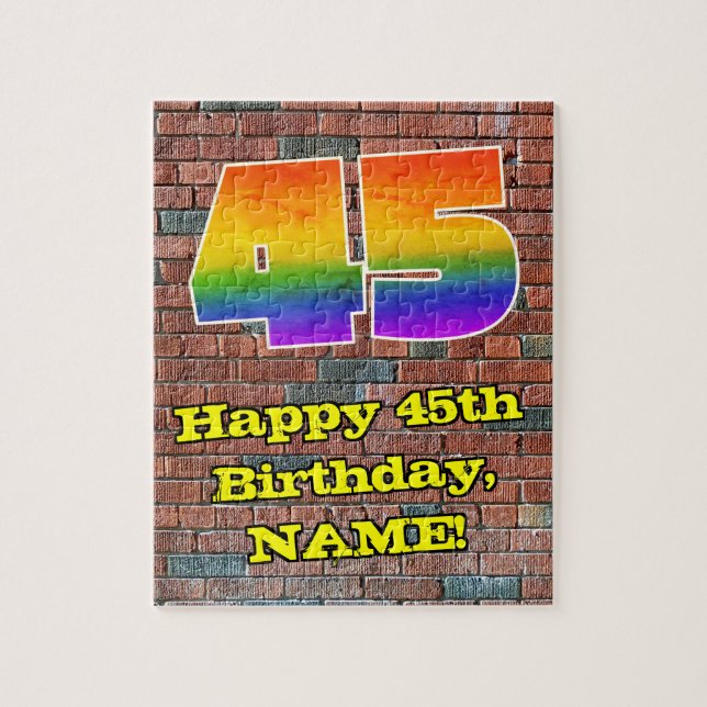 45. Geburtstag: Fun Graffiti-Inspiriert Regenbogen Puzzle (Vertikal)