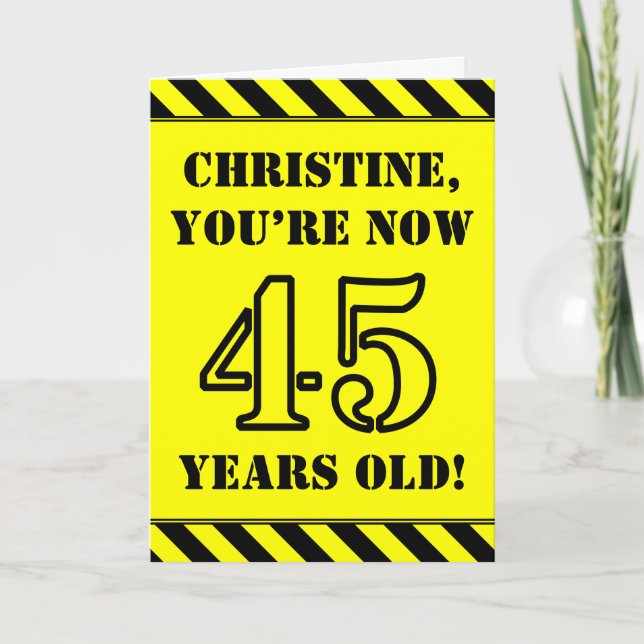 45. Geburtstag: Fun Stencil Style Text, Individuel Karte (Vorderseite)