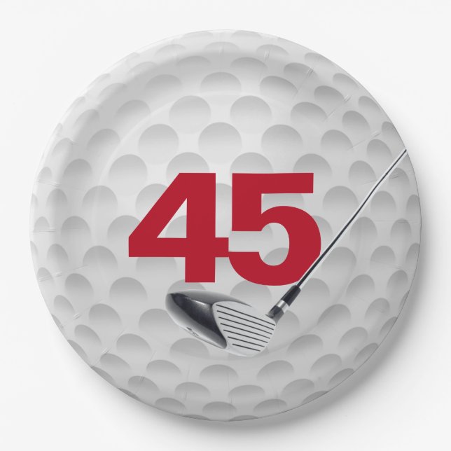 45. Geburtstag Golf Ball Design Paper Plate Pappteller (Vorderseite)