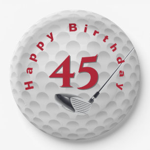 45. Geburtstag Golf Ball Design Paper Plate Pappteller