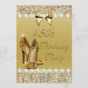 45. Geburtstag klassische Gold Heelse Sequins Diam Einladung
