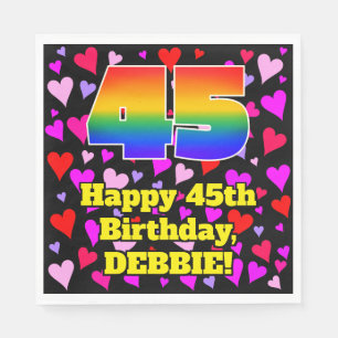 45. Geburtstag: Loving Hearts Pattern, Regenbogen Serviette