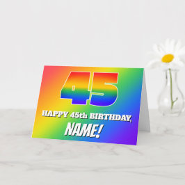 45. Geburtstag: mehrfarbiges Regenbogenmuster # 45 Karte
