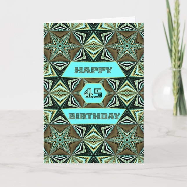 45. Geburtstag mit grünem abstraktem Design Karte (Vorderseite)