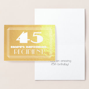 45. Geburtstag: Name + Art Deco Inspiriert Aussehe Folienkarte