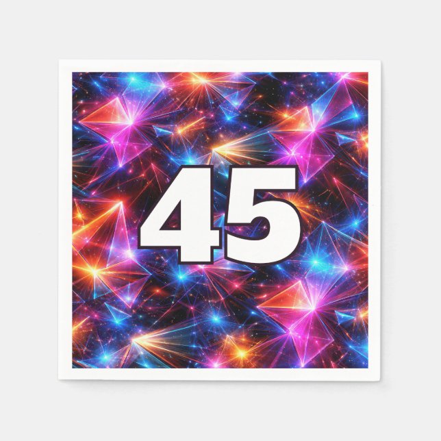 45. Geburtstag Neon-Polygon-Abstrakt  Serviette (Vorderseite)