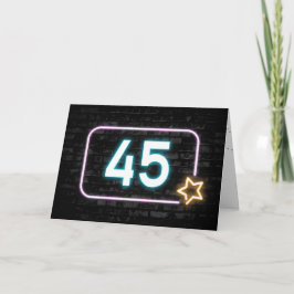 45. Geburtstag Neon Sign auf Ziegelmauer Karte
