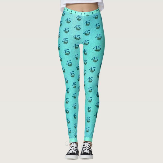 45. Geburtstag oder Jubiläum Pfauenmuster Leggings (Vorderseite)