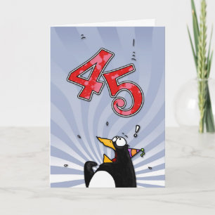 45. Geburtstag - Pinguin-Überraschungskarte Karte