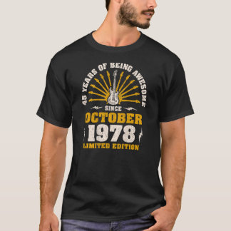45. Geburtstag Vintage Gitarrist Music October 197 T-Shirt