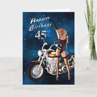 45. Geburtstagskarte mit Motorrad Karte