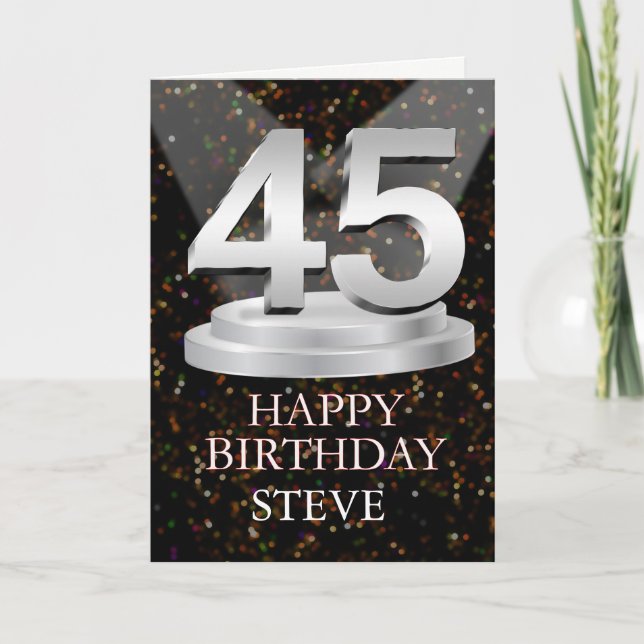 45. Geburtstagsleuchten eine Namenskarte hinzufüge Karte (Vorderseite)