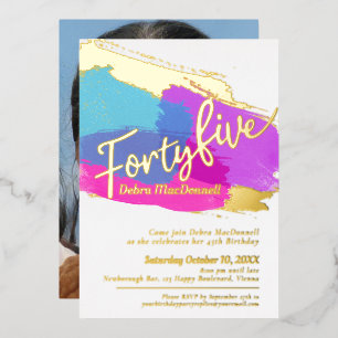 45. Geburtstagsparty Gold Foto hell abstrakt Folieneinladung