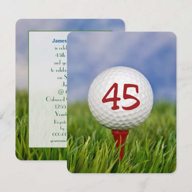 45. Geburtstagsparty Golf Thema Einladung (Vorne/Hinten)