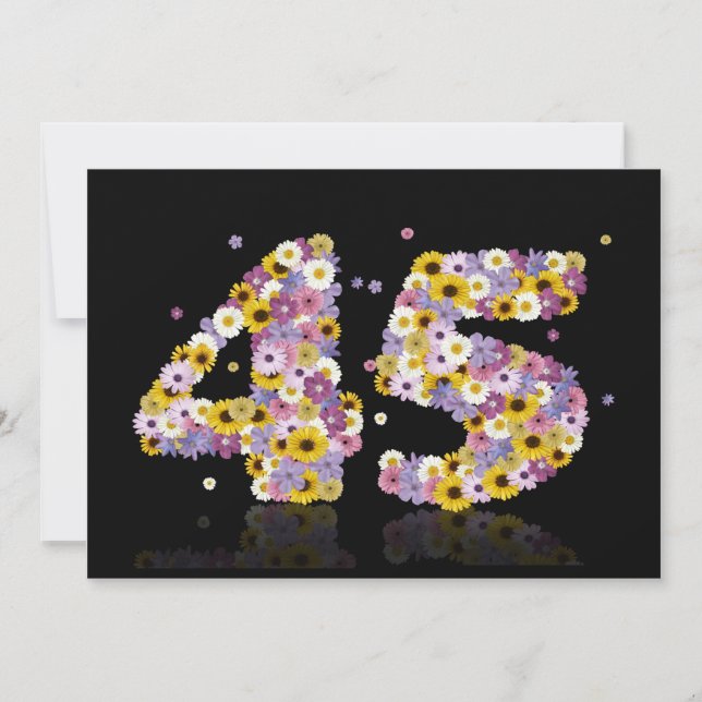 45. Geburtstagsparty mit Blumenbriefen Einladung (Vorderseite)