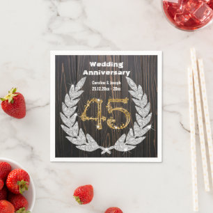 45. Gold & Diamond Laurel Hochzeitstag Nickerchen Serviette