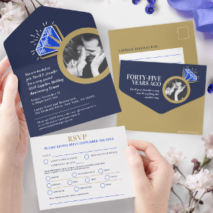 45. Hochzeitstag-Abendessen Saphir-Ring Mahlzeit All In One Einladung