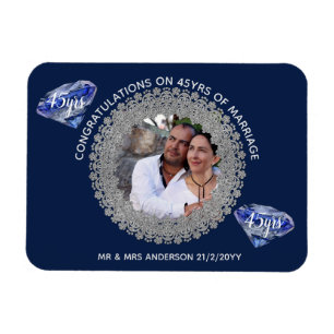 45. Hochzeitstag - ADD FOTO Sapphire Blue Magnet