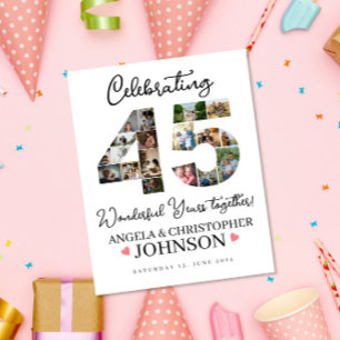 45. Hochzeitstag Foto Collage Party-Zeichen Poster