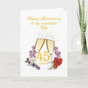 45. Hochzeitstag für Ehefrau mit Champagner Karte