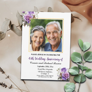 45. Hochzeitstag Gold Frame Lila Rose Einladung