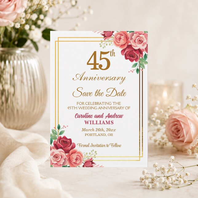 45. Hochzeitstag Goldrahmen Blumen  Save The Date (Von Creator hochgeladen)