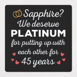 45. Hochzeitstag I - Sapphire Funny Couple Etiketten